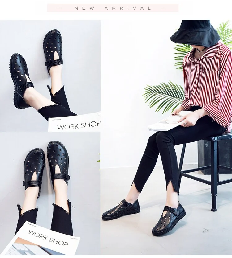 Fashion Women's Handmade Shoes Genuine Leather Flat Hollow Shoes Woman Loafers Soft Comfortable Casual Shoes Women Flats - Image 10