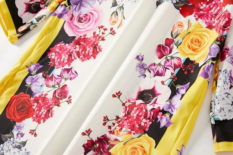 Women's Runway Dresses O Neck Long Sleeves Loose Design Side Split Flora Printed Fashion Casual Maxi Dresses - Image 11