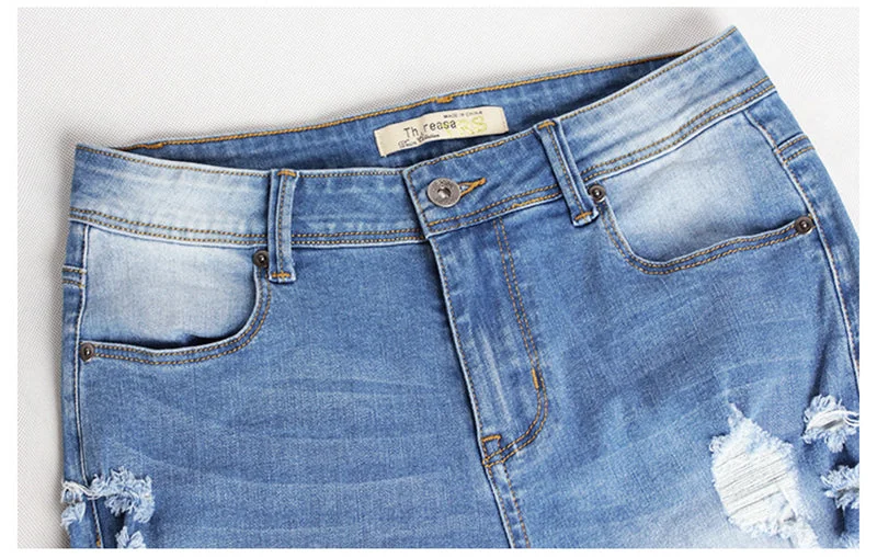 Ripped Jeans For Women Sexy Skinny Jeans Woman Slim Jean Destroyed Mujer Light Blue - Image 6