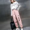 Spring Women Plus Size 2XL Hip Hop Pants  BF Harajuku Loose Cargo Pants Women Ribbon Big Pocket Casual Harem Pants - Takalr