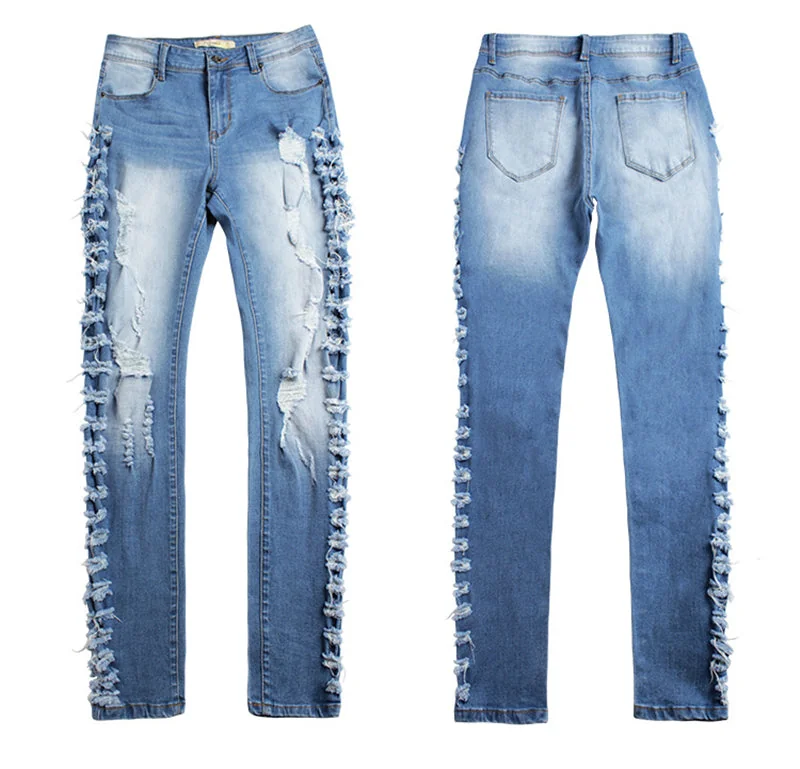 Ripped Jeans For Women Sexy Skinny Jeans Woman Slim Jean Destroyed Mujer Light Blue - Image 4