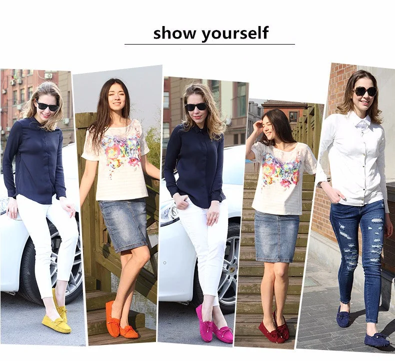 Women Genuine Leather Flat Shoes Spring Summer Casual Loafers Moccasins - Image 21