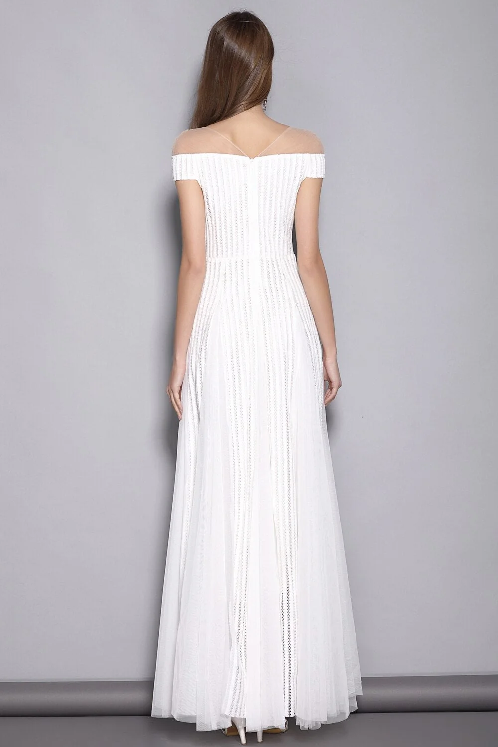 Women's V Neck Short Sleeves Hollow Out Party Prom Elegant Patchwork Long Runway Dresses - Image 6