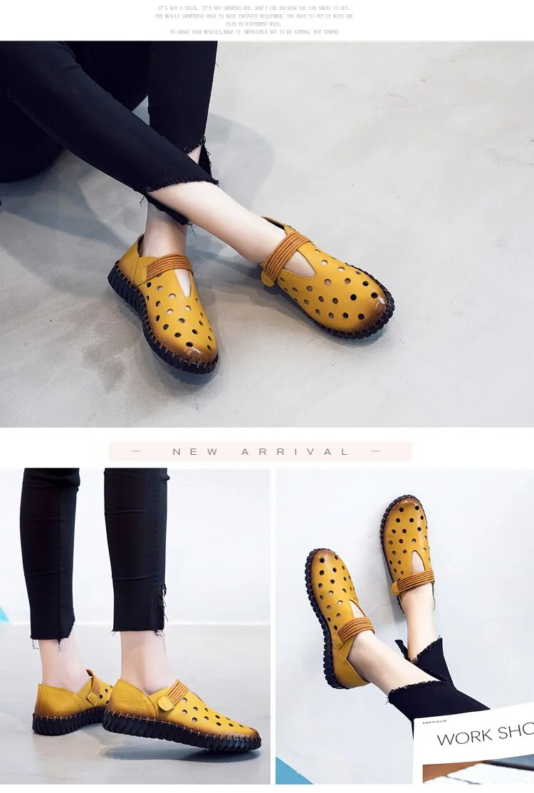 Fashion Women's Handmade Shoes Genuine Leather Flat Hollow Shoes Woman Loafers Soft Comfortable Casual Shoes Women Flats - Image 5