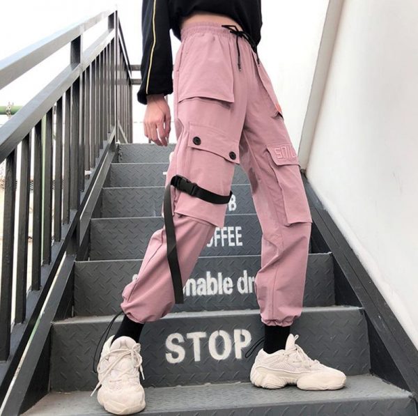 Autumn Streetwear women's pants embroidery Casual Cargo Pants Women Joggers Solid Big Pocket Pants High Waist Loose Female Pants - Takalr