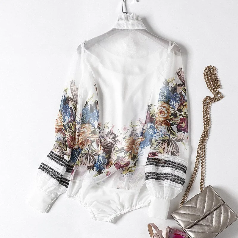 Milan Arrival Spring Women's Ruffles Floral Printed Long Sleeves Elegant Fashion Designer Silk Shirts&Blouses - Image 11