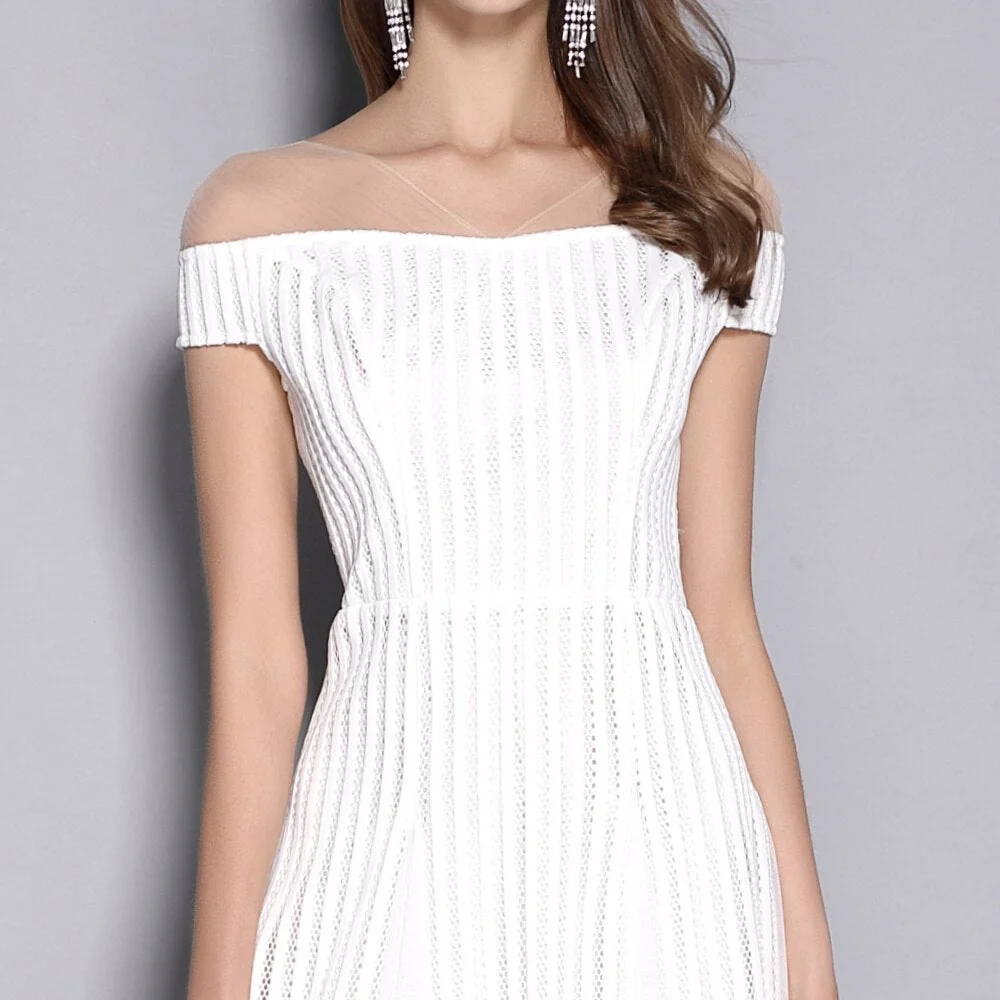 Women's V Neck Short Sleeves Hollow Out Party Prom Elegant Patchwork Long Runway Dresses - Image 7