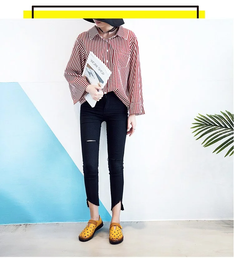 Fashion Women's Handmade Shoes Genuine Leather Flat Hollow Shoes Woman Loafers Soft Comfortable Casual Shoes Women Flats - Image 6