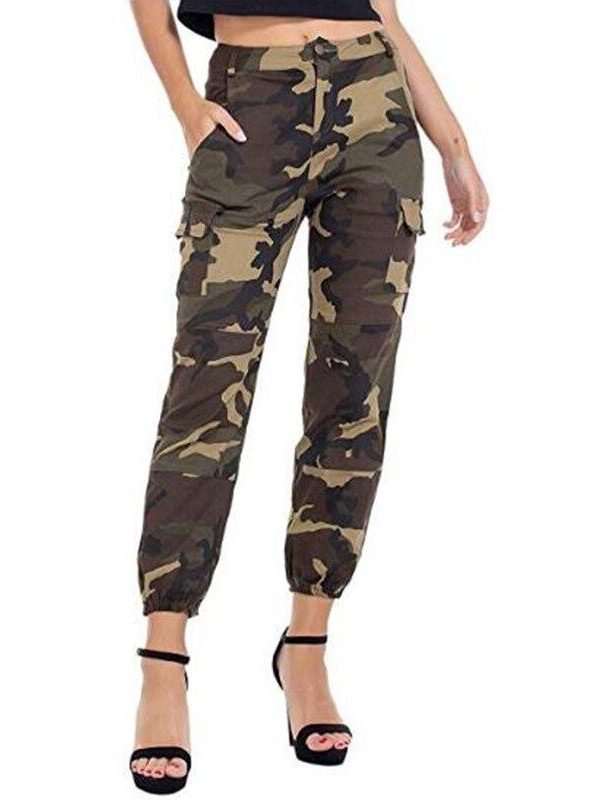 Printed Camouflage Loose Denim Casual Harem Pants Women’s Joggers High Waisted Slim Cargo Pants with Pockets Women Denim Jeans - Takalr