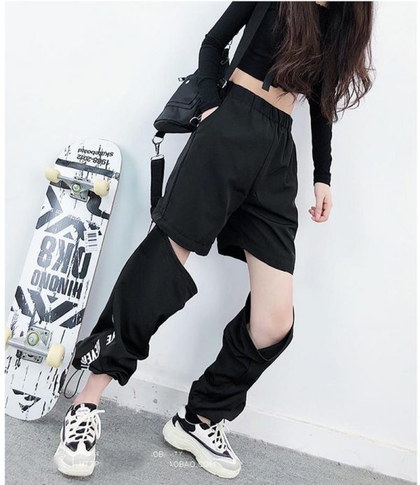 Spring Women Overalls Cargo Pants Unisex Hip Hop Ankle-Length Loose Pants Harajuku Plus Size Zipper knee High waist Haren Pants - Takalr