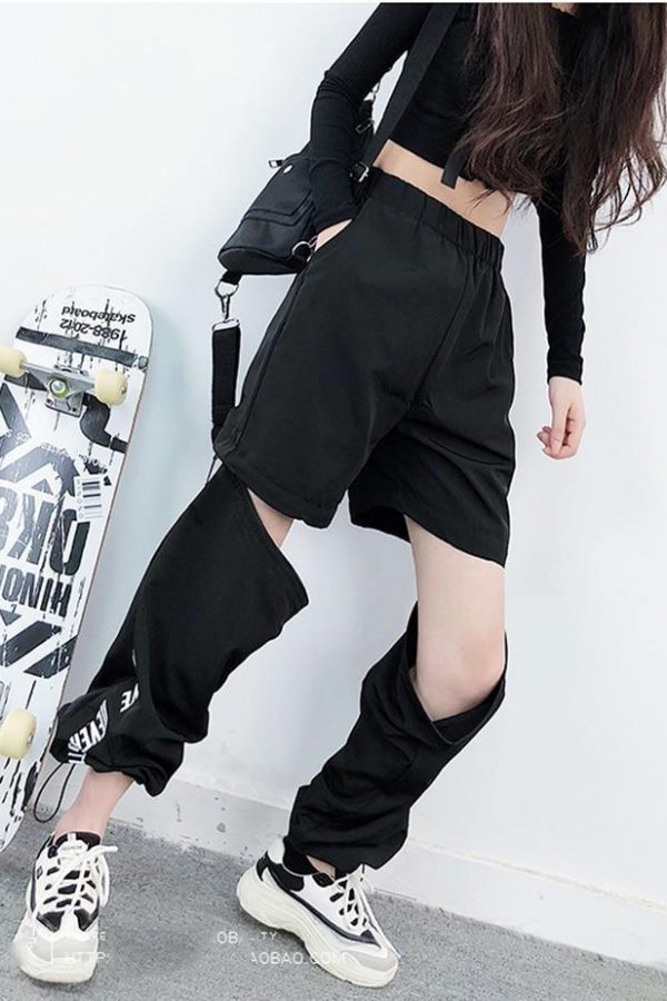 Spring Women Overalls Cargo Pants Unisex Hip Hop Ankle-Length Loose Pants Harajuku Plus Size Zipper knee High waist Haren Pants - Takalr