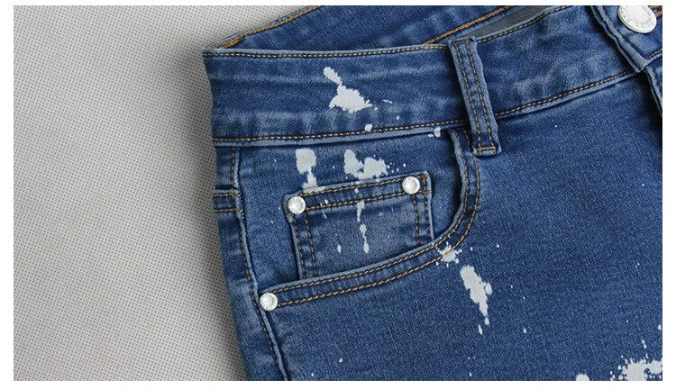 Skinny Embroidery Jeans Woman Pencil Denim Pants Ladies Casual Jeans - Image 4
