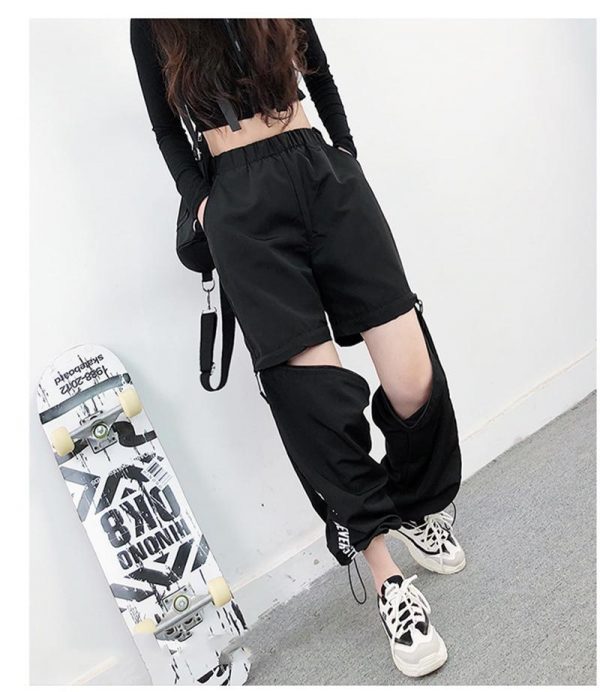 Spring Women Overalls Cargo Pants Unisex Hip Hop Ankle-Length Loose Pants Harajuku Plus Size Zipper knee High waist Haren Pants - Takalr