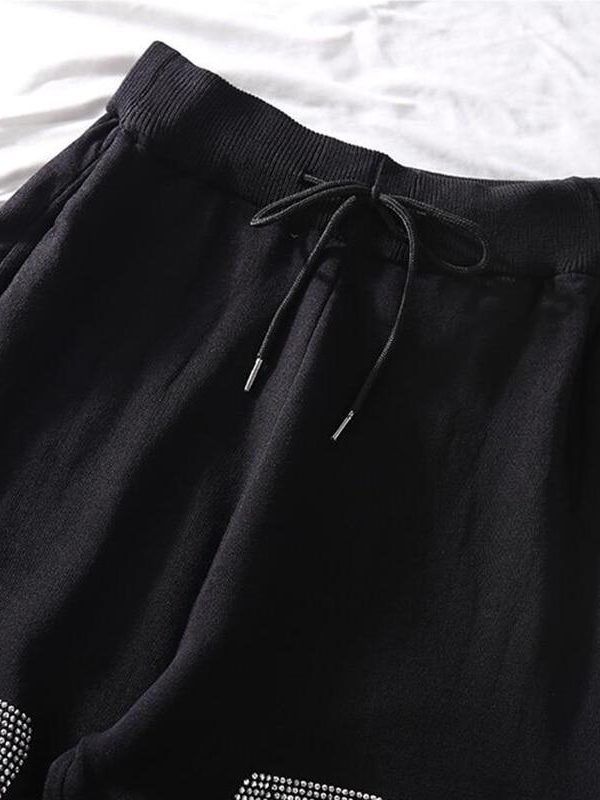 Autumn Diamond Loose Pants Women Black Ankle-Length Harem Pants Spring  New Joggers Women High Waist Pants - Takalr