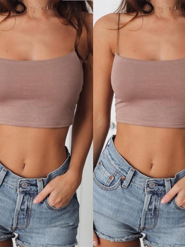 New Fashion Women Crop Tops Solid Summer Camis Women Casual Tank Tops - Takalr