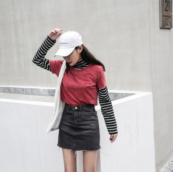 Women Casual High Waist Pencil Denim Skirts  Button All-matched Skirt - Takalr