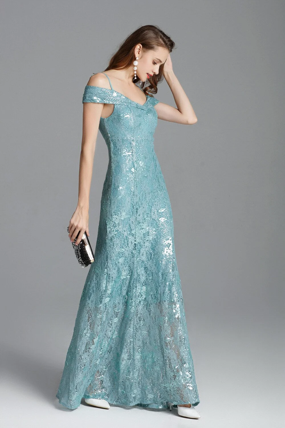 Women's Runway Dresses Spaghetti Straps Sexy Off the Shoulder Party Prom Embroidery Sequined Lace Fashion Long Dresses - Image 4