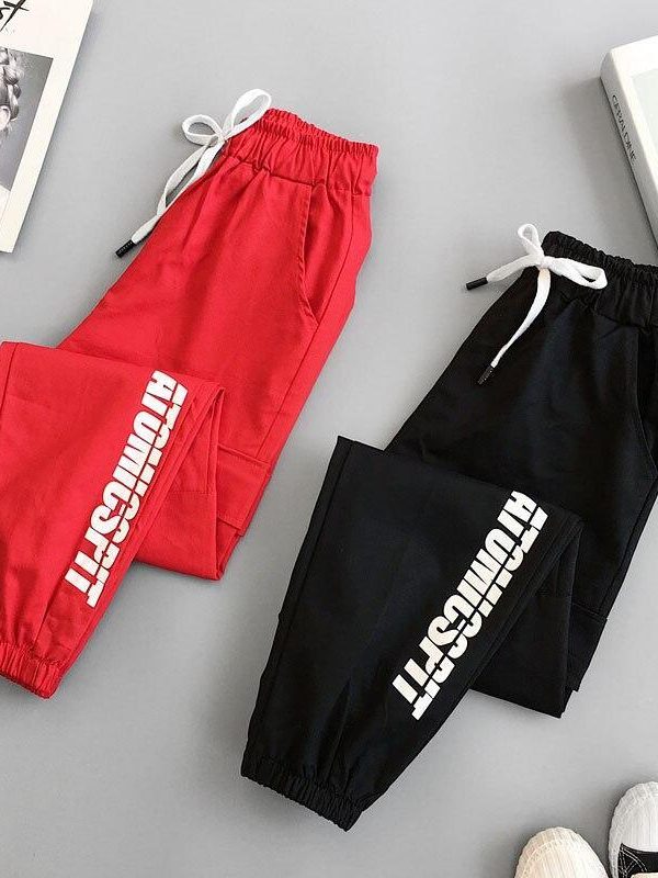 Letter Printed Women Cargo Pants Hip Hop Streetwear Women's Pants Women Casual Harem Pants Spring Sport Pants BF Harajuku - Takalr