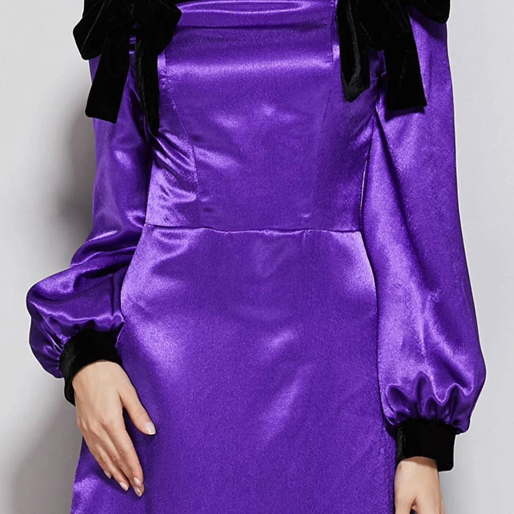 Women's Party Prom Dresses Slash Neckline Long Sleeves Bow Detailing Elegant Maxi Designer Fashion Dresses - Image 7