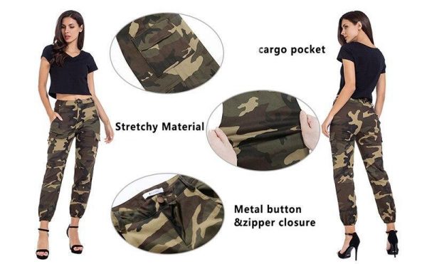 Printed Camouflage Loose Denim Casual Harem Pants Women’s Joggers High Waisted Slim Cargo Pants with Pockets Women Denim Jeans - Takalr