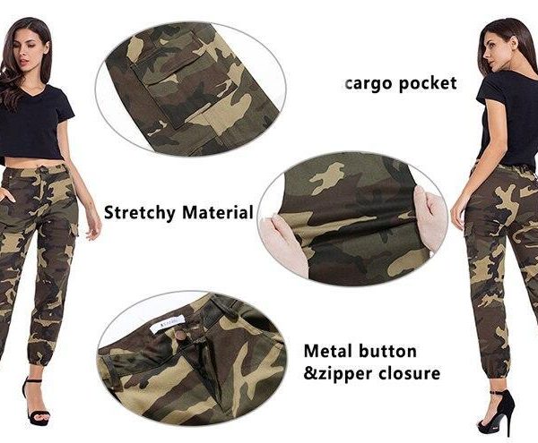 Printed Camouflage Loose Denim Casual Harem Pants Women’s Joggers High Waisted Slim Cargo Pants with Pockets Women Denim Jeans - Takalr