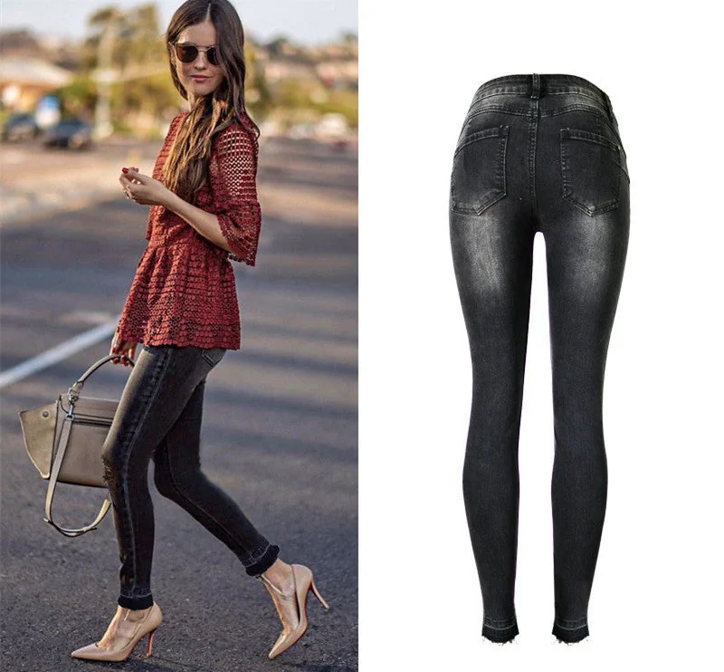 Women Ripped Jeans Skinny Highwaist Jeans 201 Pants Jean Slim Femme - Image 5