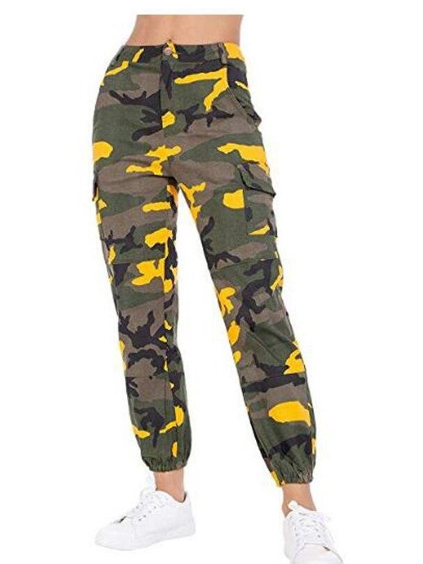 Printed Camouflage Loose Denim Casual Harem Pants Women’s Joggers High Waisted Slim Cargo Pants with Pockets Women Denim Jeans - Takalr