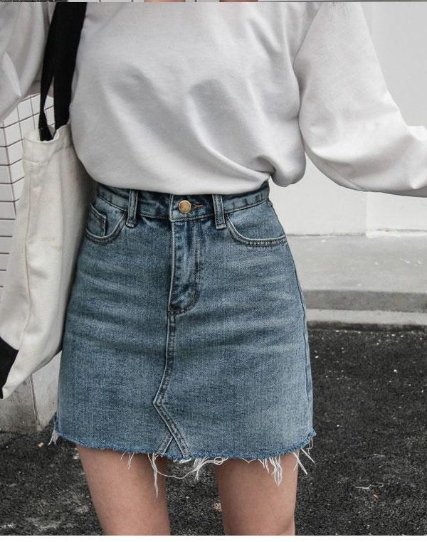 Women Casual High Waist Pencil Denim Skirts  Button All-matched Skirt - Takalr