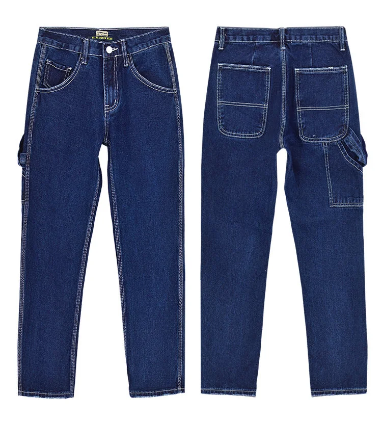 Patchwork Spliced Boyfriend Jeans For Women Pocket Straight Denim Jeans Woman Ladies Safari Jeans Streetwear - Image 4