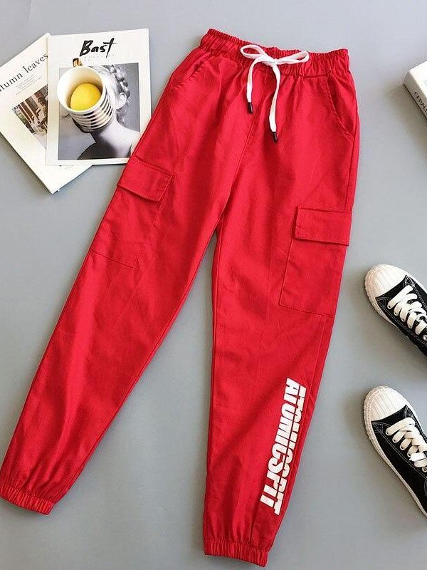 Letter Printed Women Cargo Pants Hip Hop Streetwear Women's Pants Women Casual Harem Pants Spring Sport Pants BF Harajuku - Takalr