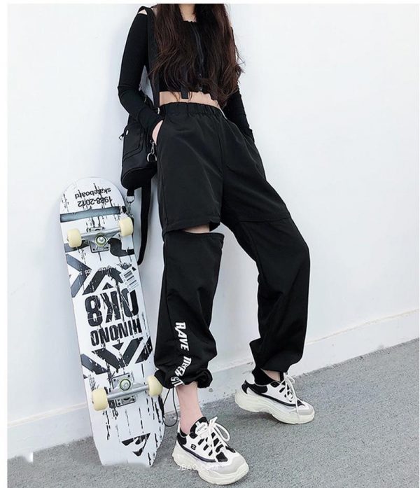 Spring Women Overalls Cargo Pants Unisex Hip Hop Ankle-Length Loose Pants Harajuku Plus Size Zipper knee High waist Haren Pants - Takalr