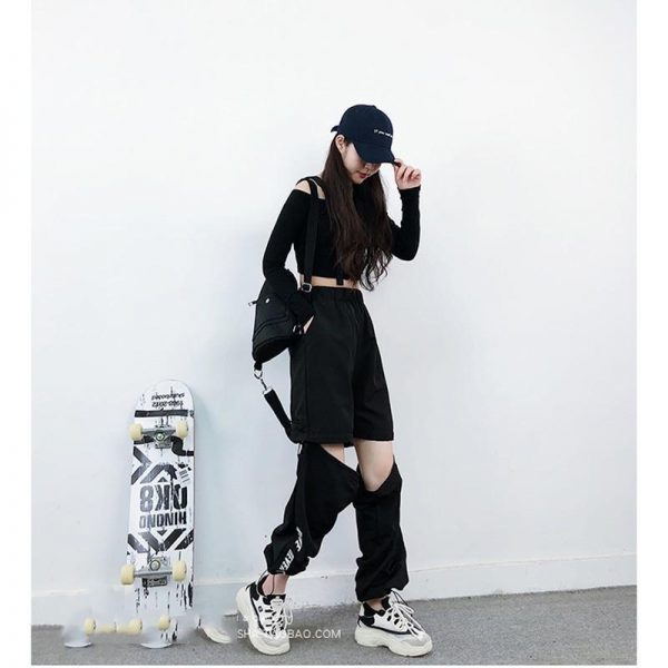 Spring Women Overalls Cargo Pants Unisex Hip Hop Ankle-Length Loose Pants Harajuku Plus Size Zipper knee High waist Haren Pants - Takalr