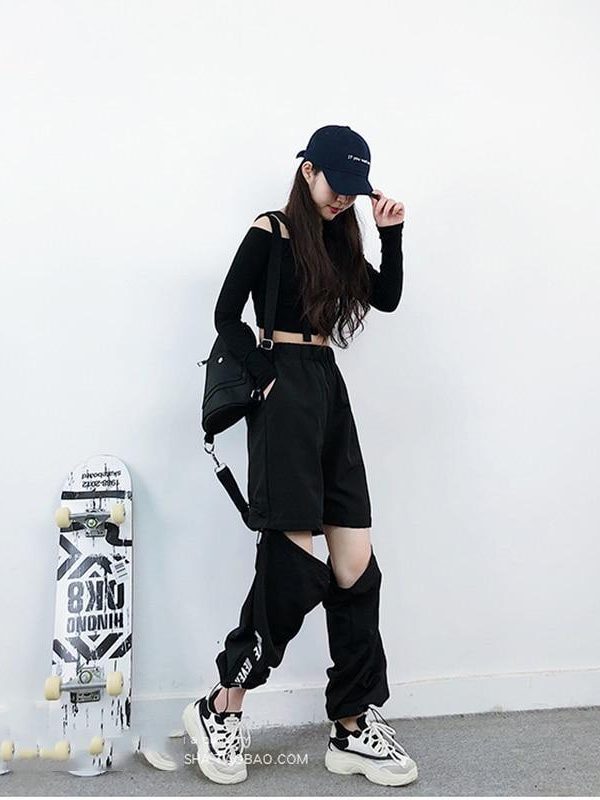 Spring Women Overalls Cargo Pants Unisex Hip Hop Ankle-Length Loose Pants Harajuku Plus Size Zipper knee High waist Haren Pants - Takalr