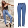 High Waist Jeans Woman Straight Irregular Women Denim Jeans Pants