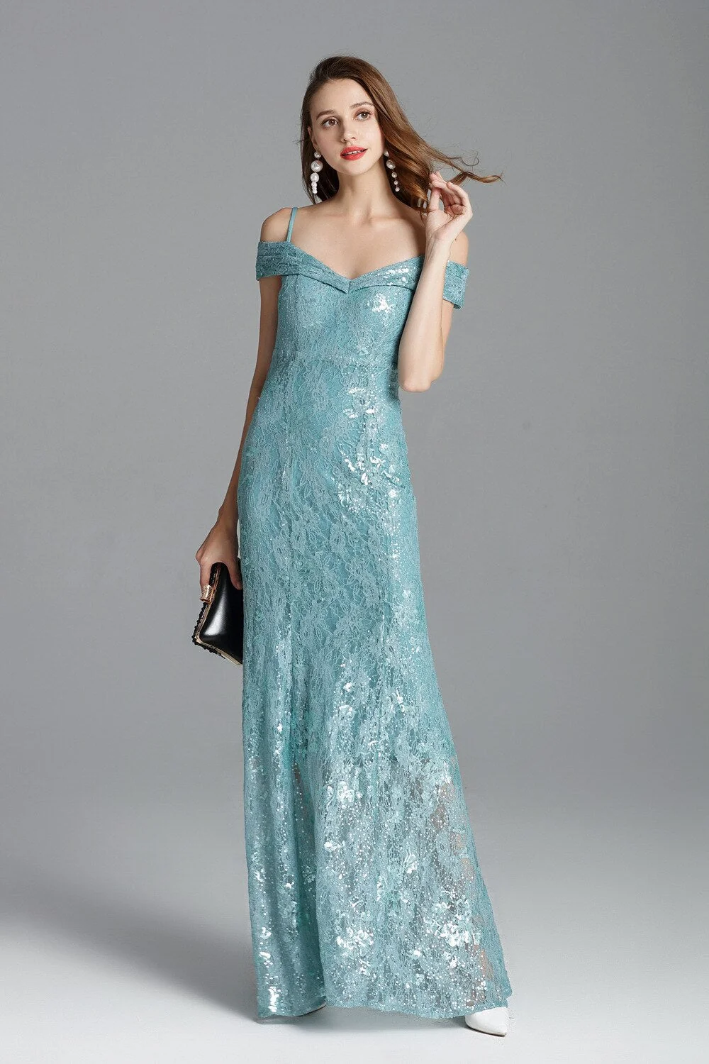 Women's Runway Dresses Spaghetti Straps Sexy Off the Shoulder Party Prom Embroidery Sequined Lace Fashion Long Dresses - Image 5