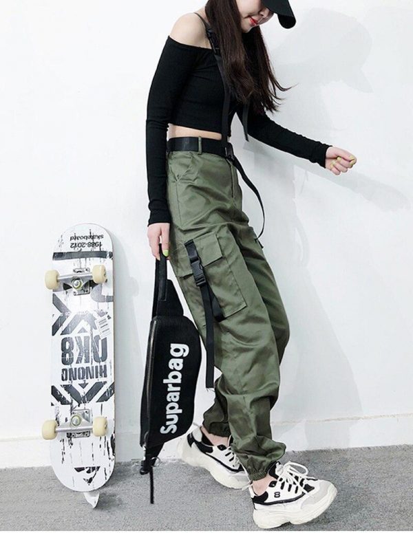 Women Army Cargo Pants High Waist pantsCamouflage Loose Joggers Women Hip Hop HaremPants Streetwear Harajuku Pants - Takalr