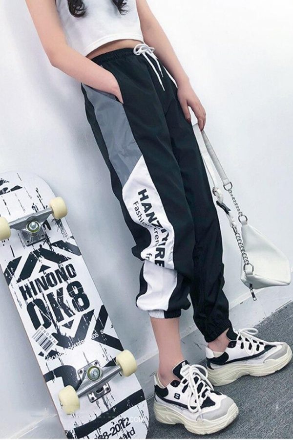 Autumn Harajuku BF Loose Sport Reflective Pants Women Hip Hop High Waist streetwear Cargo Pants Loose Joggers Women - Takalr