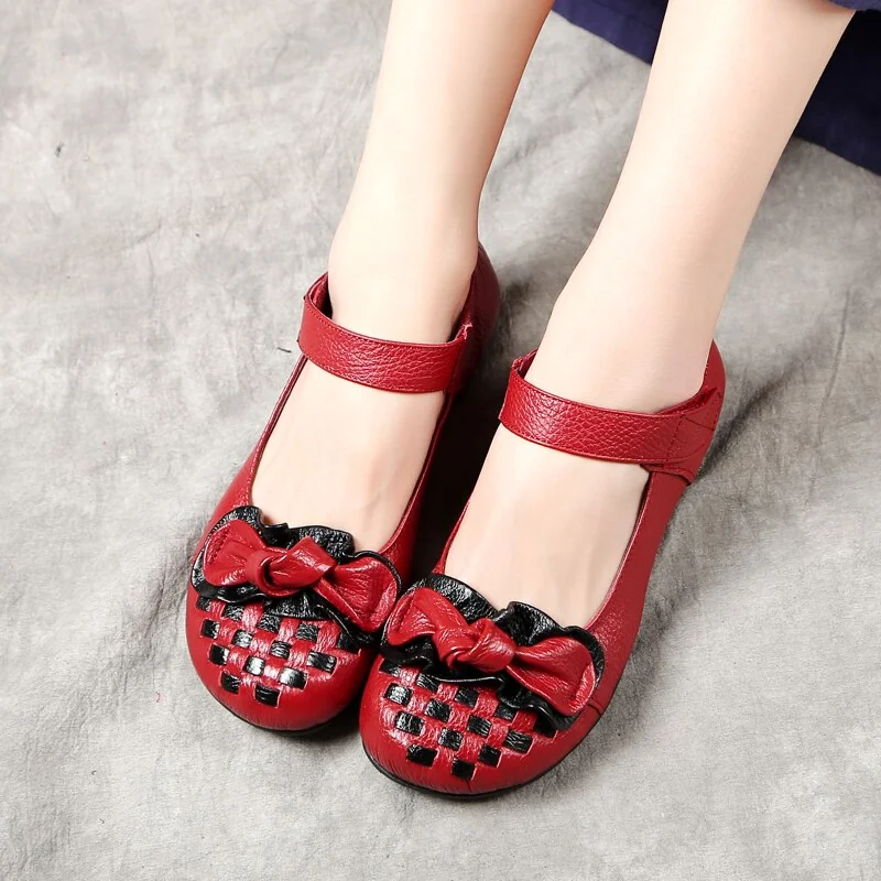 Spring Ladies Flats Hook & Loop Comfortable Women Shoes Round Toe Genuine Leather Casual Shoes Plus Size 35-41 - Image 8