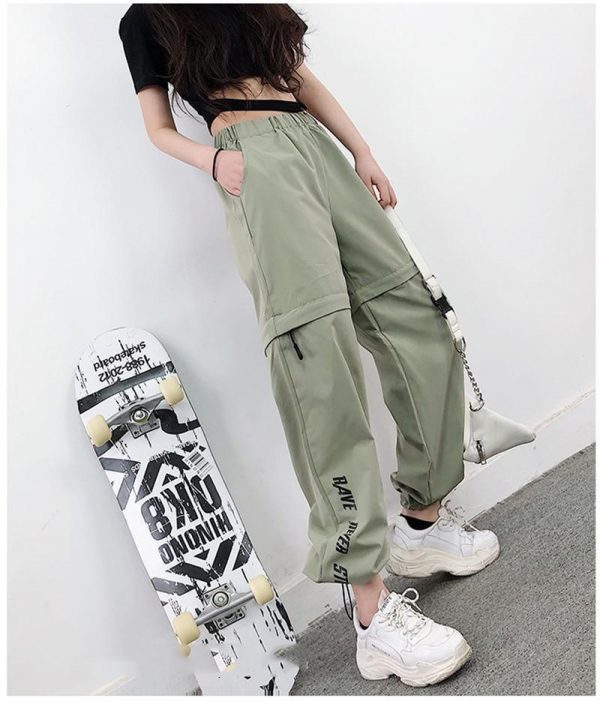 Spring Women Overalls Cargo Pants Unisex Hip Hop Ankle-Length Loose Pants Harajuku Plus Size Zipper knee High waist Haren Pants - Takalr