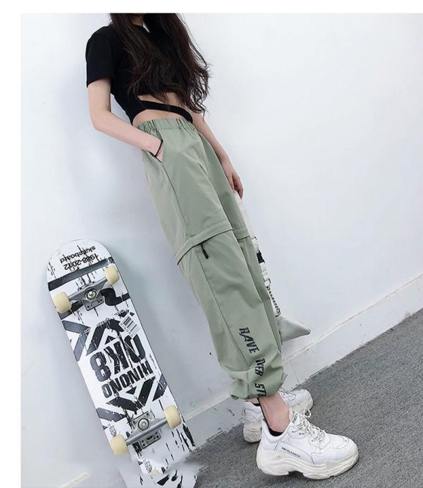 Spring Women Overalls Cargo Pants Unisex Hip Hop Ankle-Length Loose Pants Harajuku Plus Size Zipper knee High waist Haren Pants - Takalr