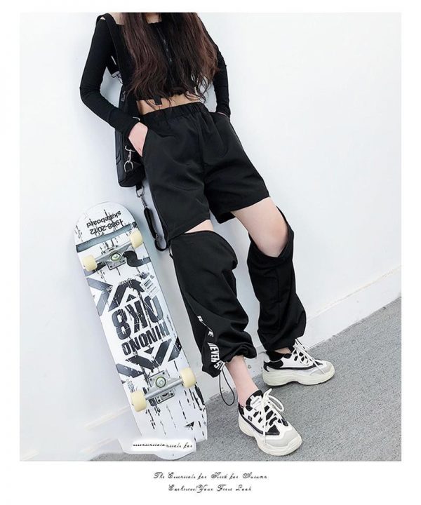 Spring Women Overalls Cargo Pants Unisex Hip Hop Ankle-Length Loose Pants Harajuku Plus Size Zipper knee High waist Haren Pants - Takalr