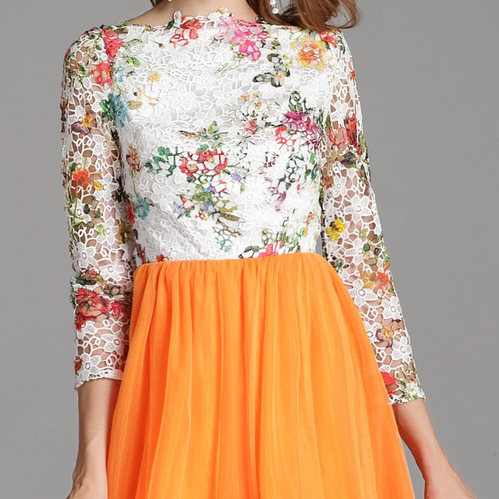 Women's Elegant Runway Dresses Autumn Slash Neckline Embroidery Lace Party Prom Long Sleeves Sequined Fashion Dresses - Image 16