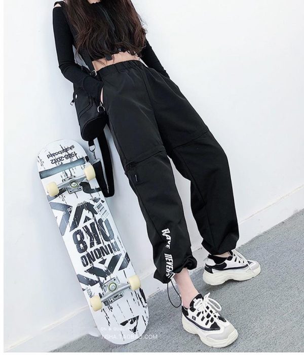 Spring Women Overalls Cargo Pants Unisex Hip Hop Ankle-Length Loose Pants Harajuku Plus Size Zipper knee High waist Haren Pants - Takalr