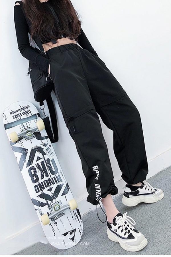 Spring Women Overalls Cargo Pants Unisex Hip Hop Ankle-Length Loose Pants Harajuku Plus Size Zipper knee High waist Haren Pants - Takalr