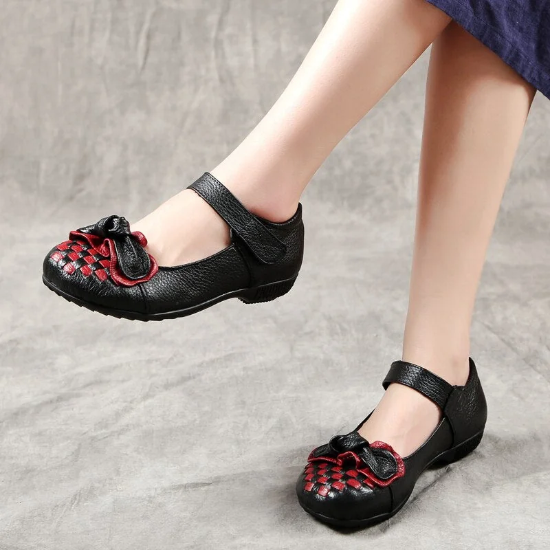 Spring Ladies Flats Hook & Loop Comfortable Women Shoes Round Toe Genuine Leather Casual Shoes Plus Size 35-41 - Image 2