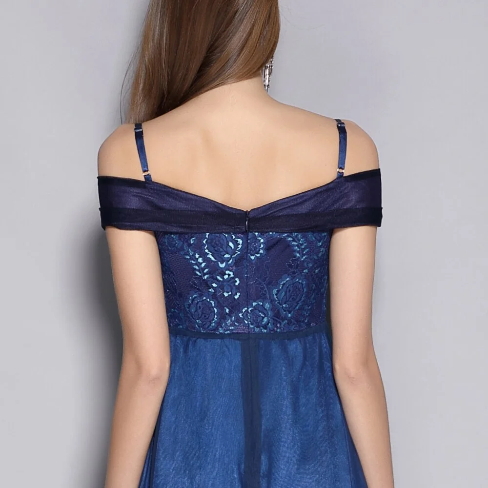 Women's Spaghetti Straps Sexy Off the Shoulder Elegant Party Prom Long Runway Dresses - Image 16