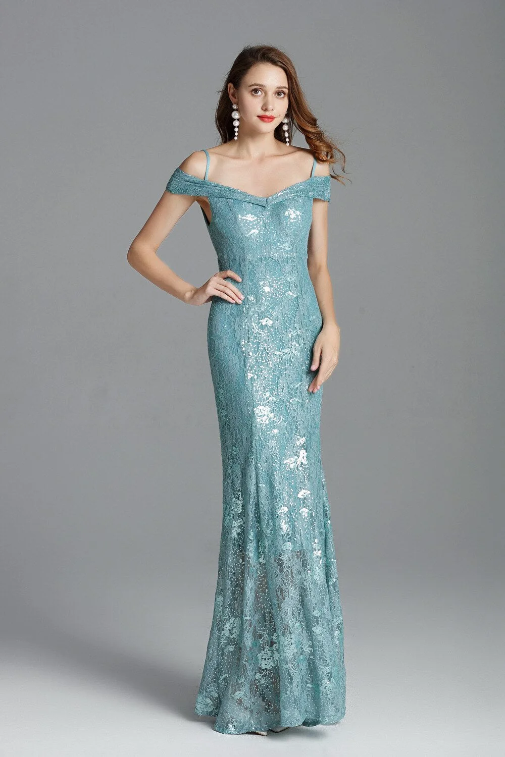Women's Runway Dresses Spaghetti Straps Sexy Off the Shoulder Party Prom Embroidery Sequined Lace Fashion Long Dresses - Image 7