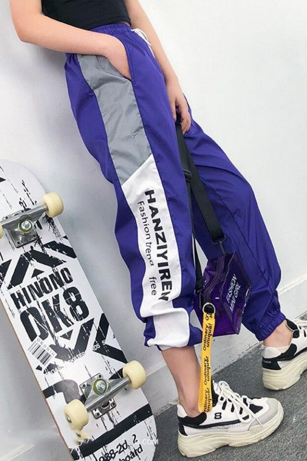 Autumn Harajuku BF Loose Sport Reflective Pants Women Hip Hop High Waist streetwear Cargo Pants Loose Joggers Women - Takalr