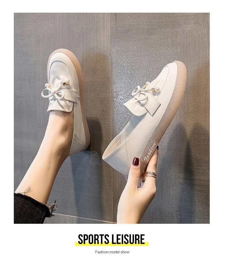 Fashion Genuine Leather Breathable Sneakers Women Flats Ladies Slip on Fashion White Shoes Zapatos De Mujer Zapatos - Image 7