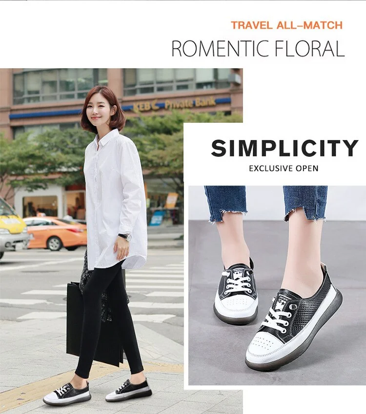 Women's Leather Sneakers Women Casual Fashionable Sports Shoes Vulcanized Woman Summer Flat Shoe Ladies White Lacing 40 - Image 14